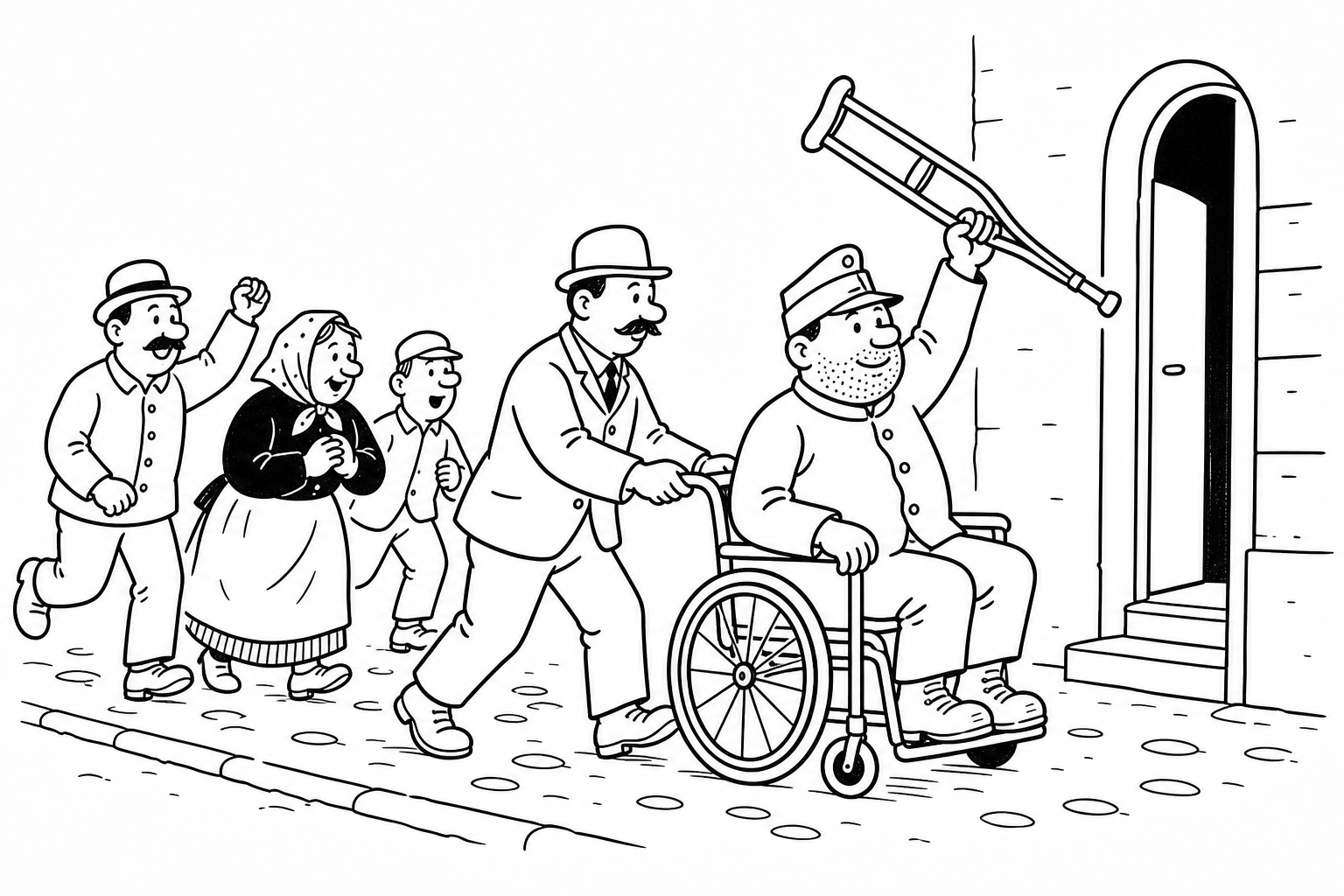 Ilustrace ke kapitole Švejk jde na vojnu