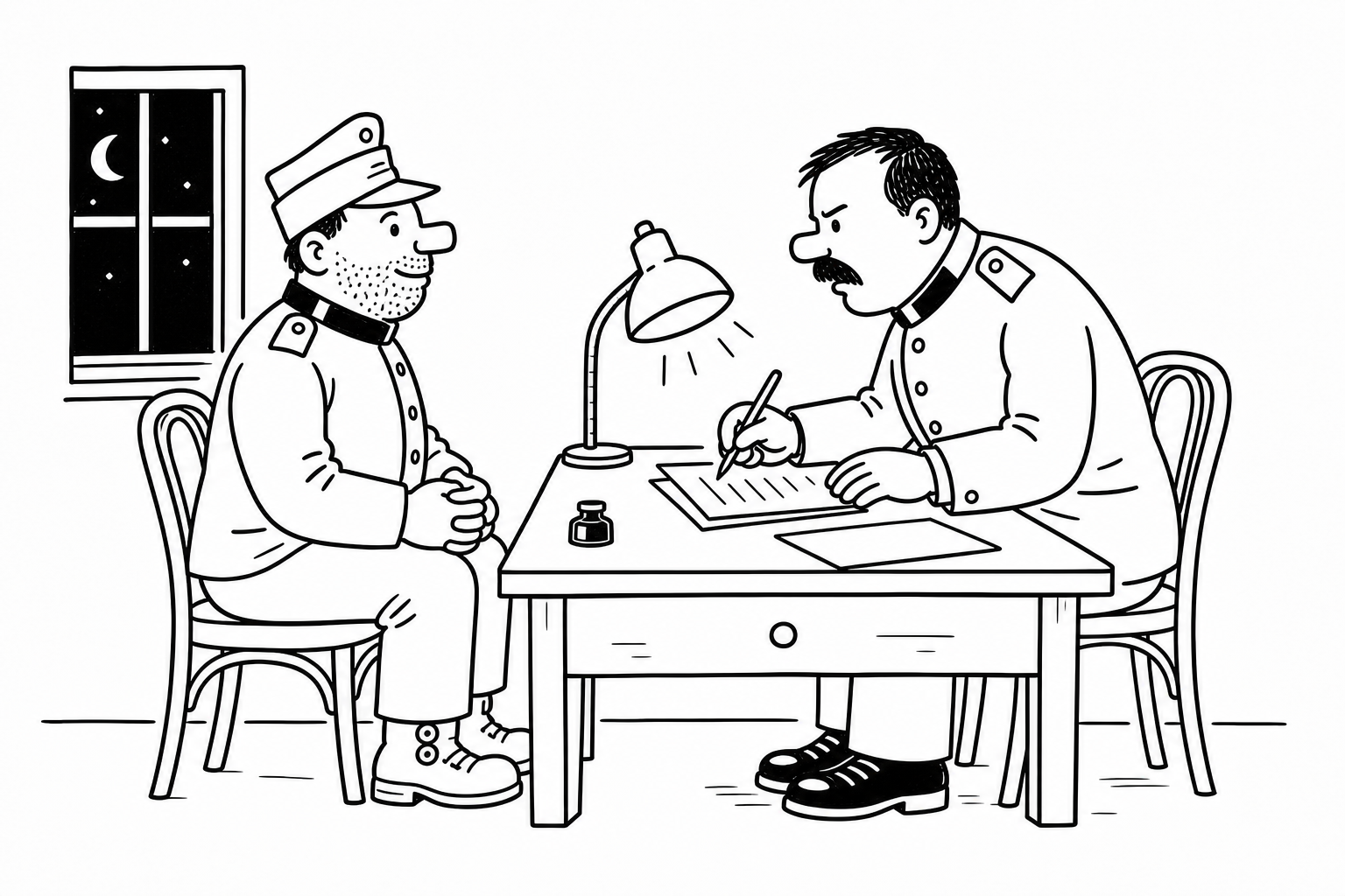 Ilustrace ke kapitole Švejk na policejním ředitelství v Salmově ulici