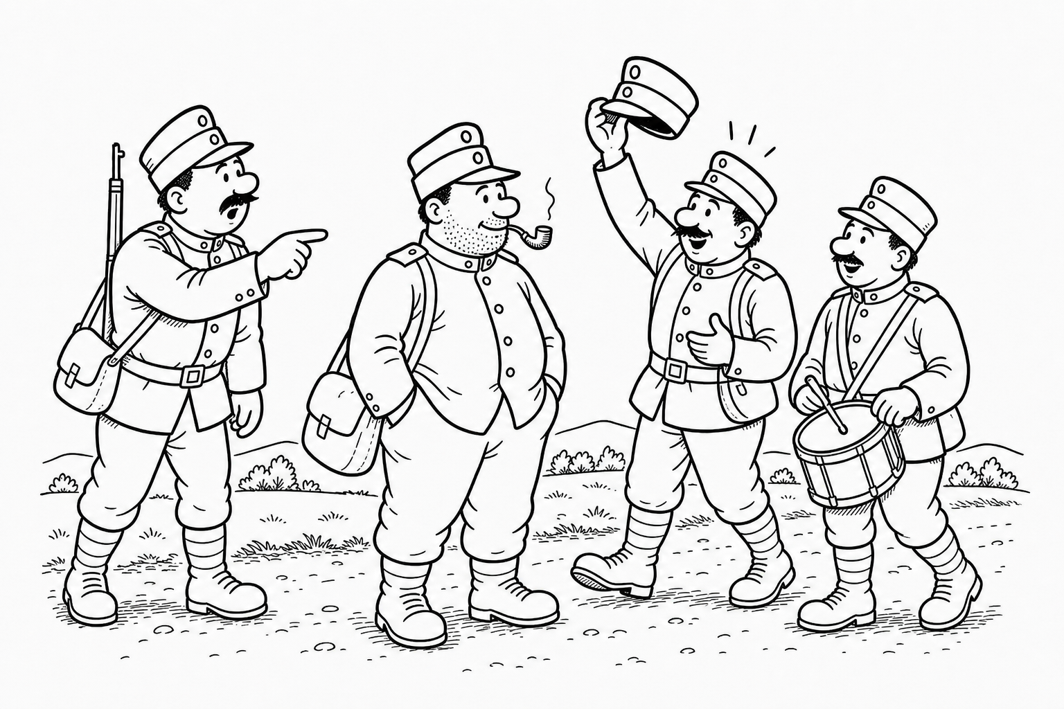 Ilustrace ke kapitole Švejk opět u své marškumpanie